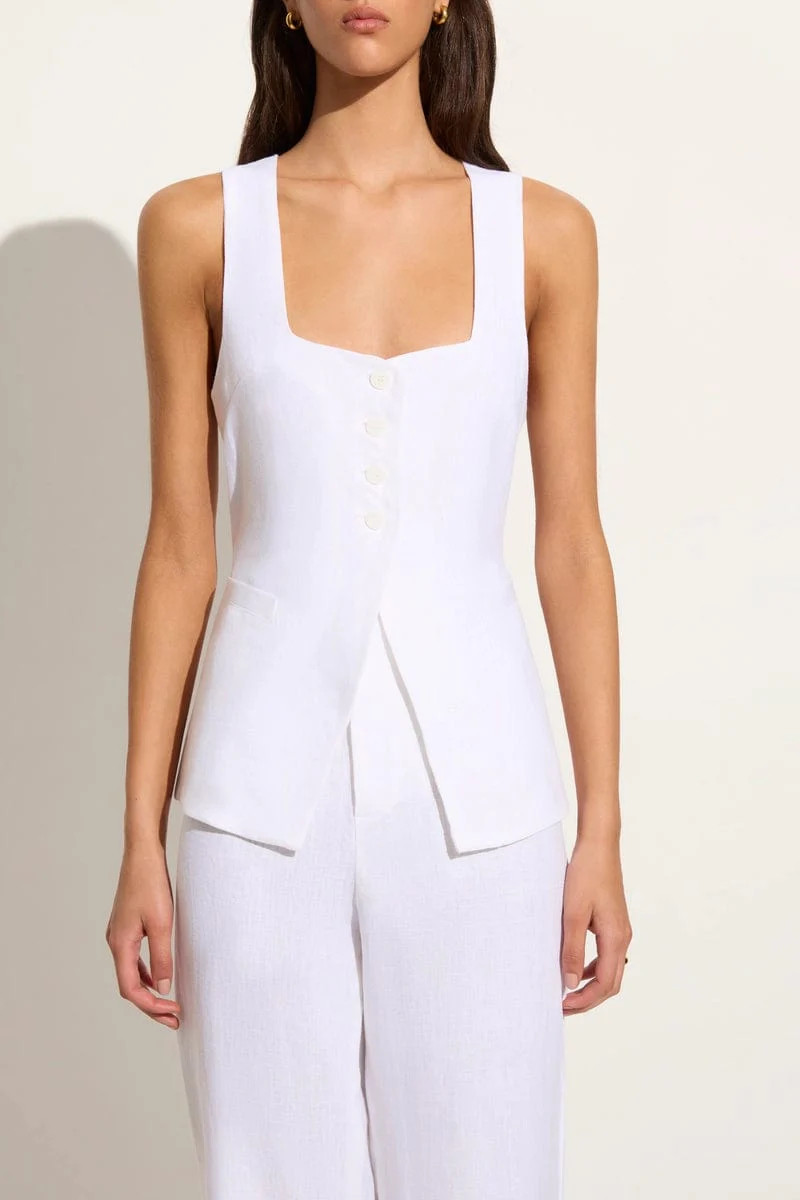 Maya Vest White, M / WHITE | Faithfull (AU)
