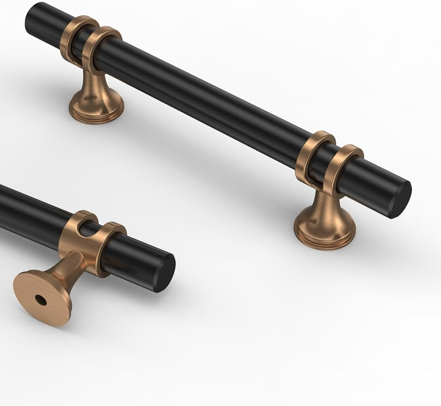 Asidrama 6 Pack 3.75 Inch(96mm) Champagne Bronze and Matte Black Cabinet Pulls Heavy-Duty Solid K... | Amazon (US)
