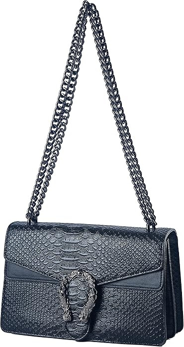 Crossbody Shoulder Evening Bag for Women - Snake Printed Leather Messenger Bag Chain Strap Clutch... | Amazon (US)