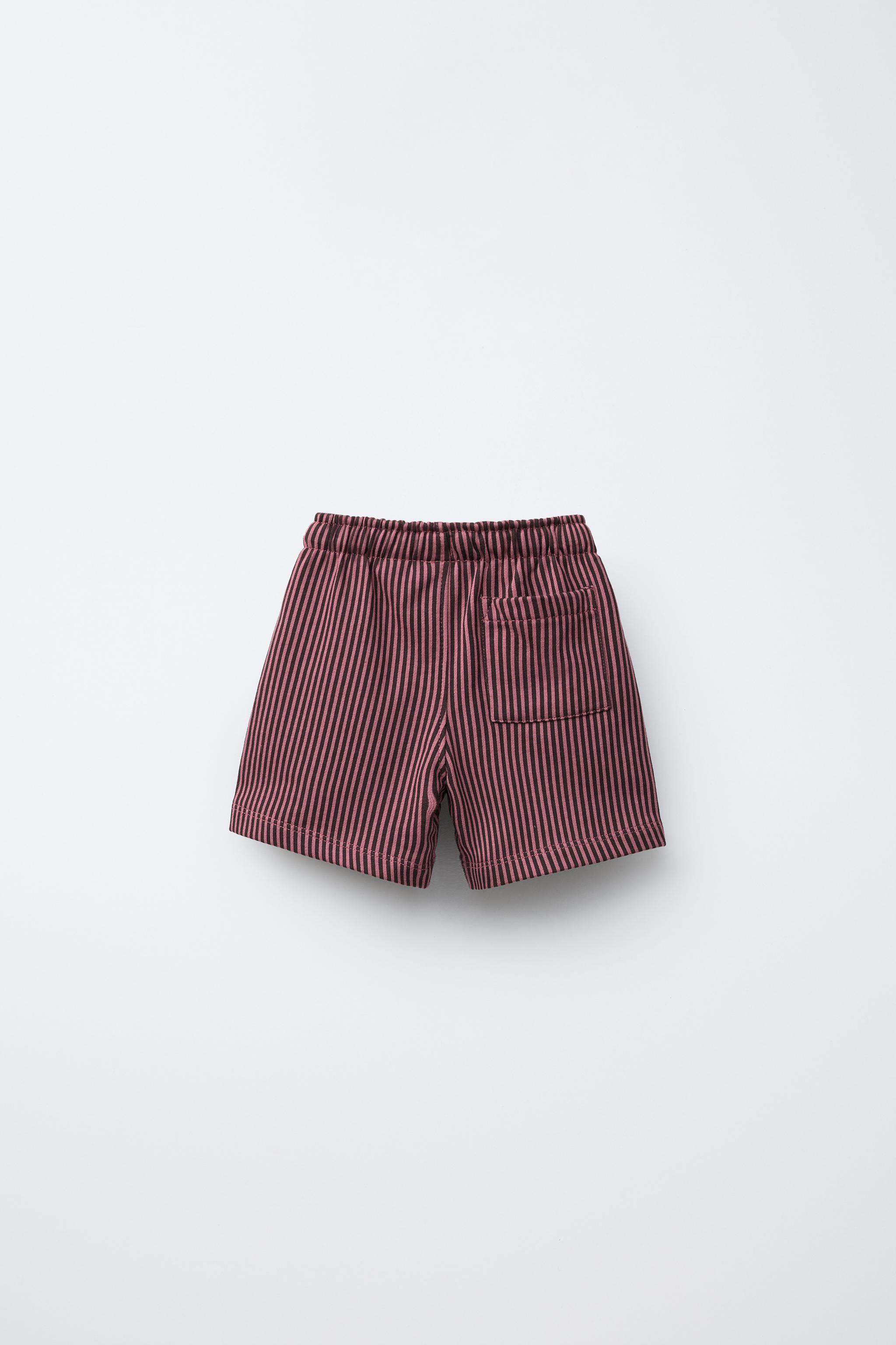 STRIPED LABEL PLUSH SHORTS | Zara US