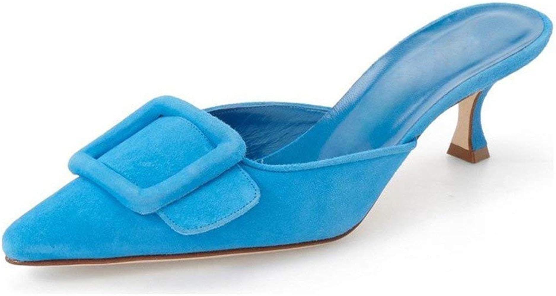 Fericzot Mules for Women,Slingback Buckle Pumps Pointed Toe Slippers Kitten Heels Shoes Slides Ba... | Amazon (US)