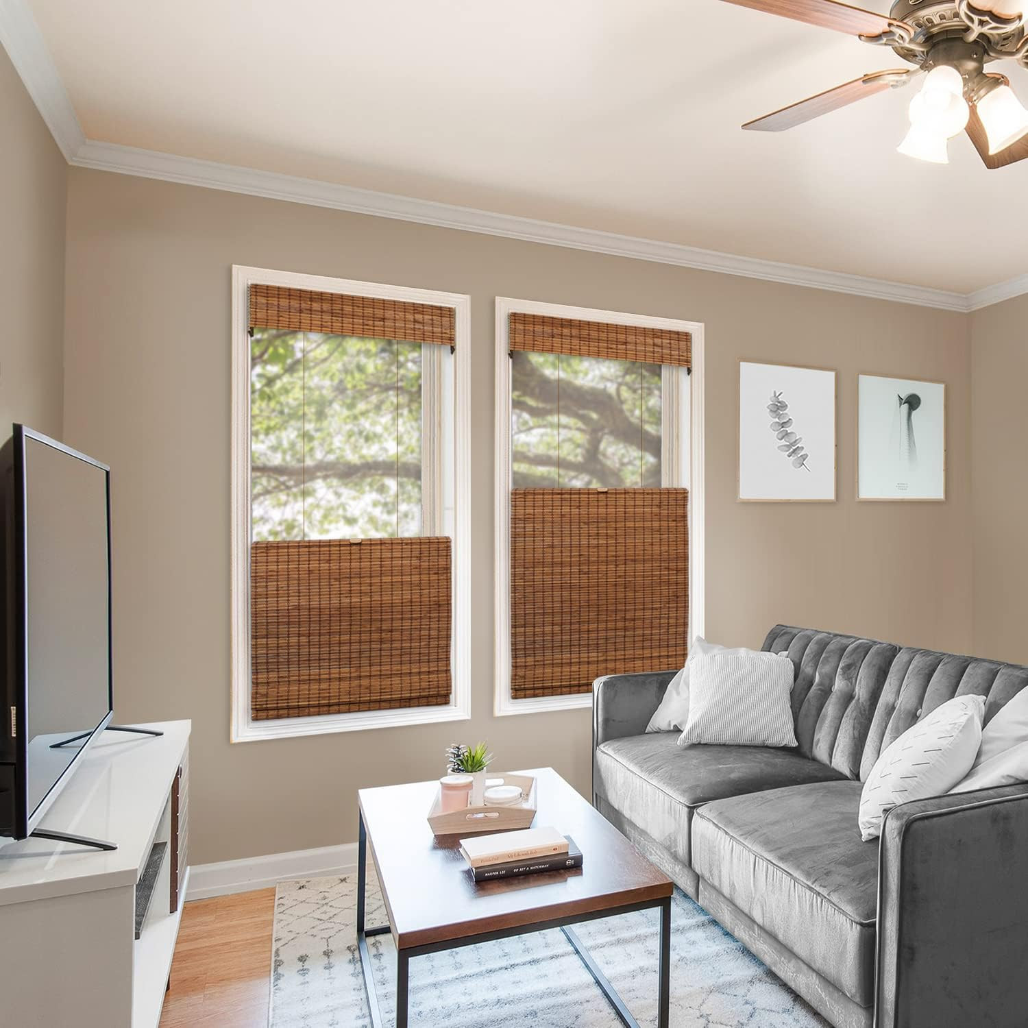 CHICOLOGY Top Down Bottom Up Cordless Bamboo Blinds, Bamboo Blinds, Roman Window Shade, Window Sh... | Amazon (US)