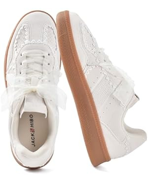 JACKSHIBO Women's Ribbon Lace-Up Fashion Sneakers Arch Support Gum Sole Tennis Walking Shoes with... | Amazon (US)