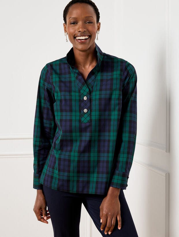 Non-Iron Popover - Black Watch | Talbots