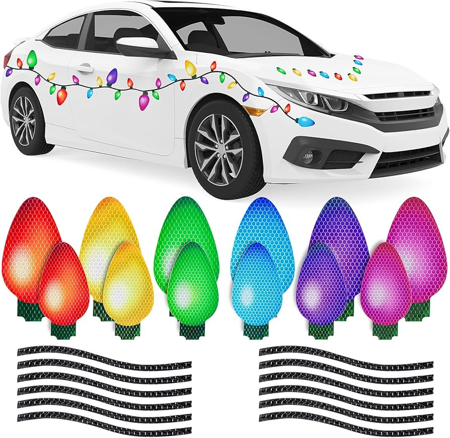 Whaline 49Pcs Christmas Reflective Car Magnets Set 36Pcs Colorful Bulb Light Magnets with 13Pcs L... | Amazon (US)