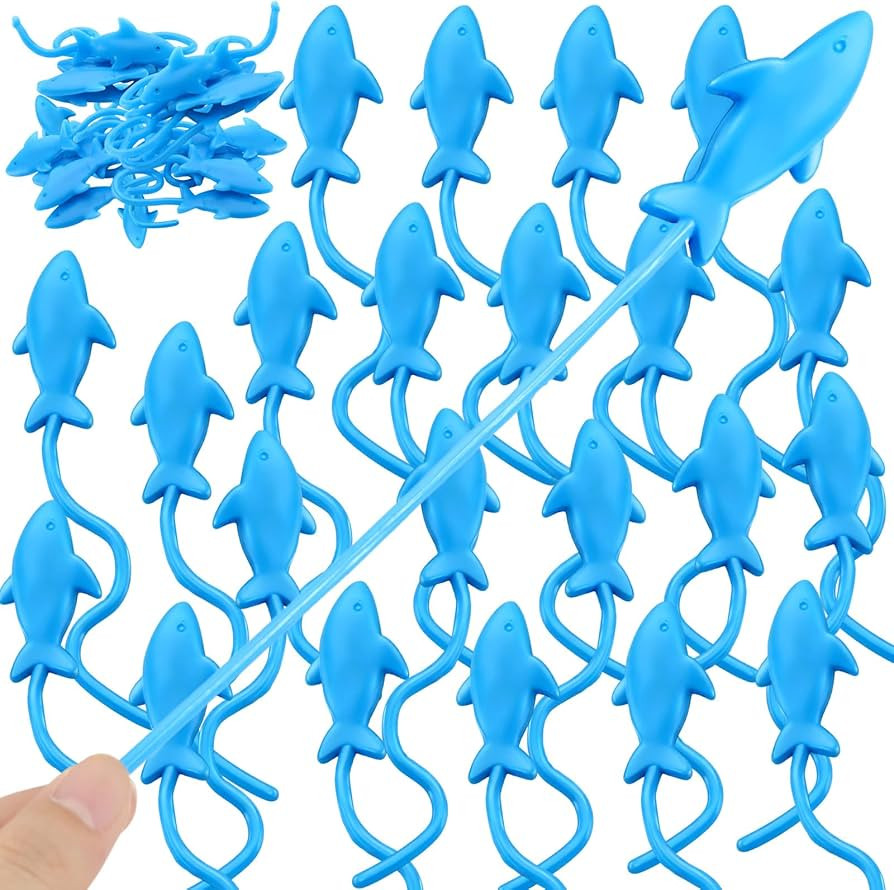 30 Pcs Blue Sticky Shark Toys for Stretchy Shark Gifts Ocean Under Sea Themed Favors Goodie Bags ... | Amazon (US)