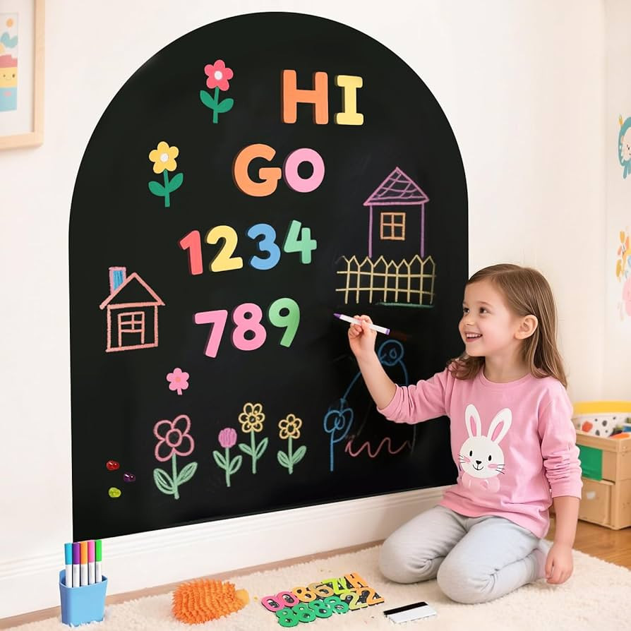 Magnetic Wall Decal for Kids 40x32 Inches Black Magnetic Wall Decal Arch Chalkboard with Colorful... | Amazon (US)