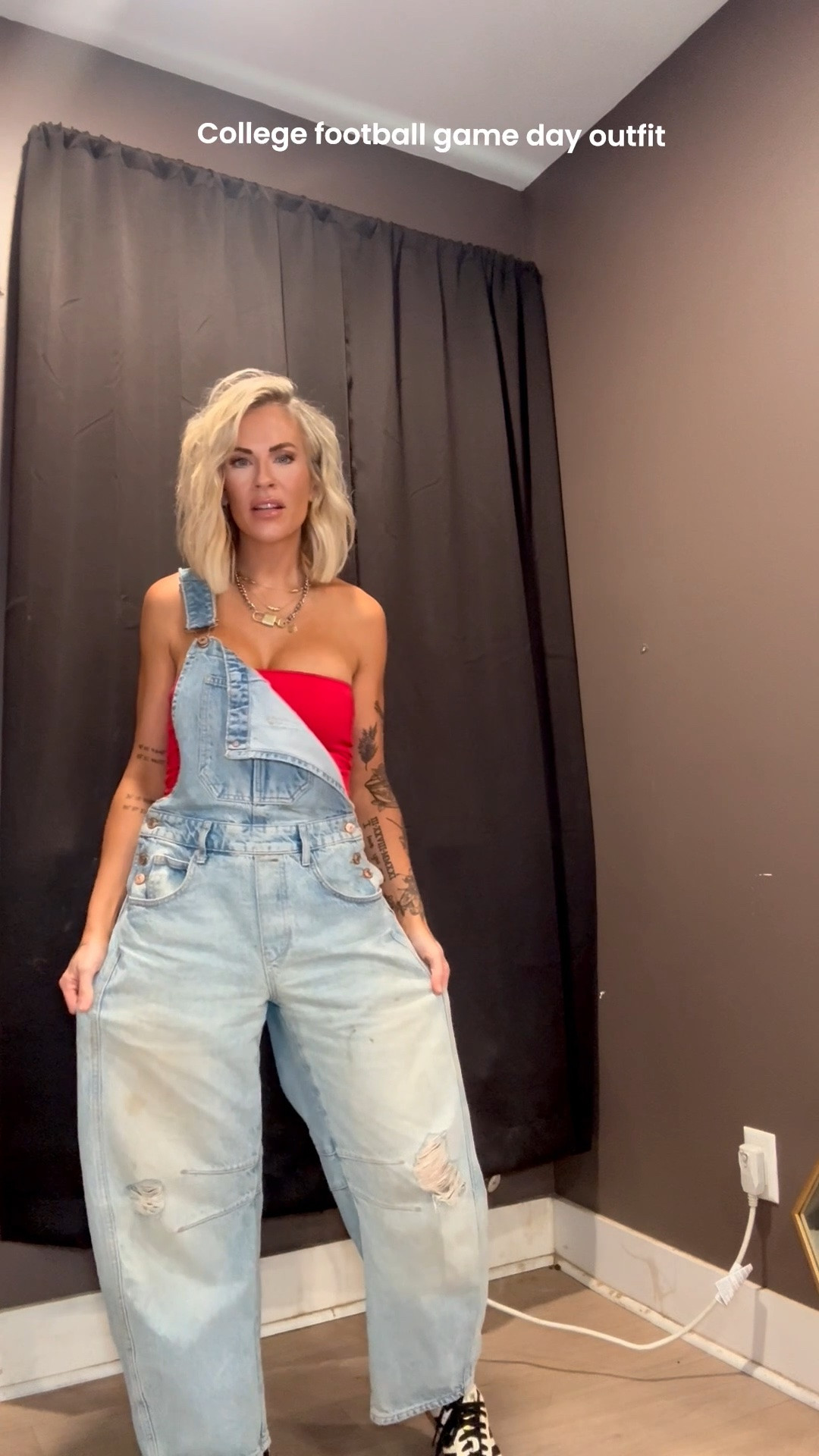 It’s college football game day. In this house we bleed scarlet and gray!!!! Go Ohio state buckeyes. This is the perfect game day outfit to host, to go watch at a sports bar, to chill in the house. Seriously these overalls are so versatile and comfortable. Worth every penny! 
Overalls- xs (free people)
Tube top- m (hype and vice)
Shoes- adidas sambas 
Jewelry- Walmart

#LTKdayinmylife #LTKootd #LTKmomlife