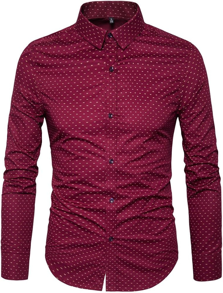 MUSE FATH Men's Printed Cotton Casual Long Sleeve Regular Fit Dress Shirt | Amazon (US)