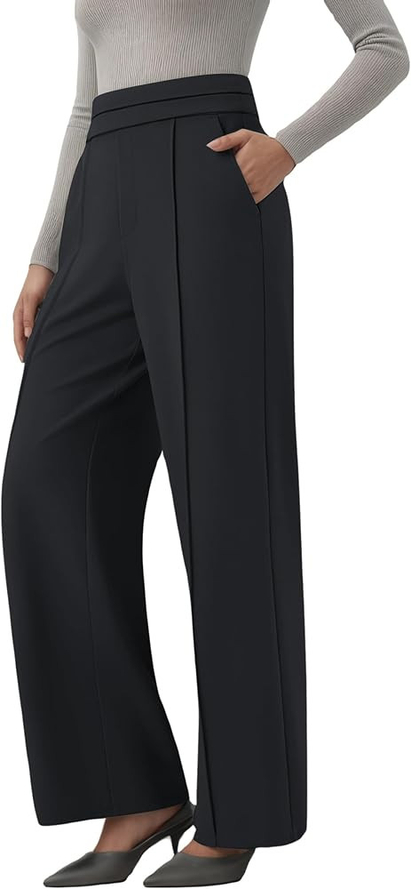 TOPYOGAS Women's High Waisted Straight Leg Work Pants Business Casual Office Dress Pants with Poc... | Amazon (US)
