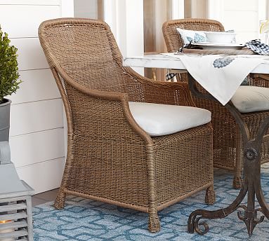 Saybrook All-Weather Wicker Dining Armchair, Natural | Pottery Barn (US)