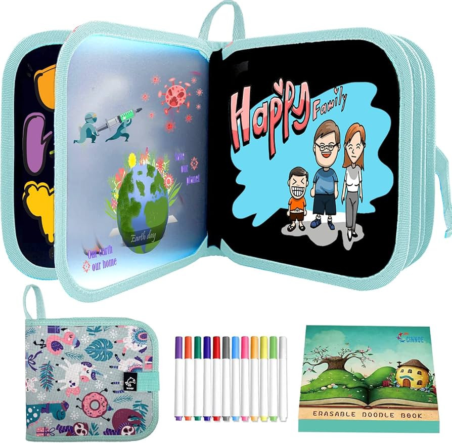 Erasable Doodle Book for Kids-Toddlers Activity Toys Reusable Drawing Pads with 12 Watercolor Pen... | Amazon (US)