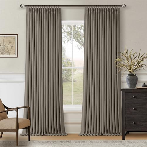 Taupe Grey 120 Inch Blackout Pinch Pleated Curtains 2 Panel Set for Living Room Darkening Thick L... | Amazon (US)