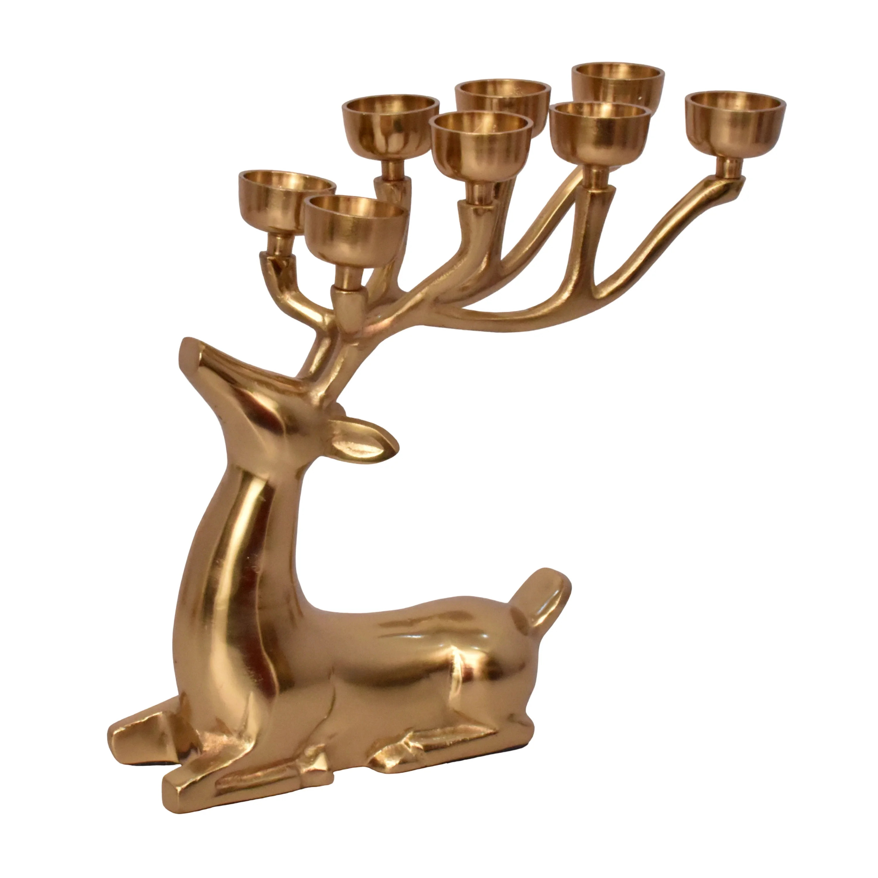 Cast Aluminum Sitting Reindeer Tealight Holder, Gold, 14", by My Texas House | Walmart (US)