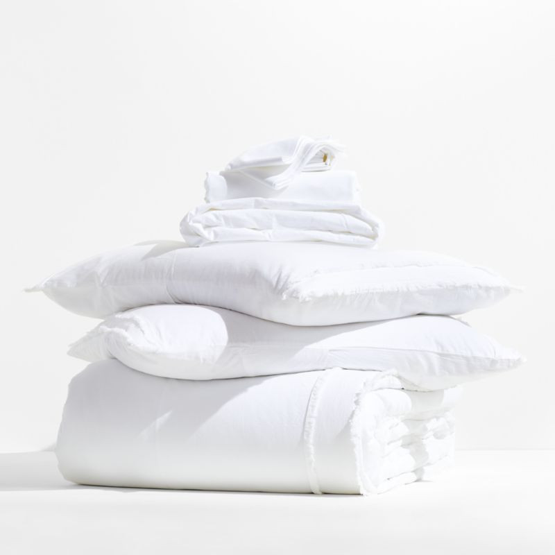 Favorite Organic Cotton White King Eyelash Bedding Set | Crate & Barrel | Crate & Barrel