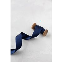 Navy Blue Double-Faced Satin Ribbon with Semi-Woven Edge 1 | Etsy (US)