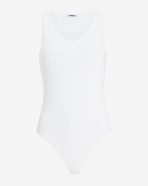 Body Contour Double Layer V-neck Thong Bodysuit | Express