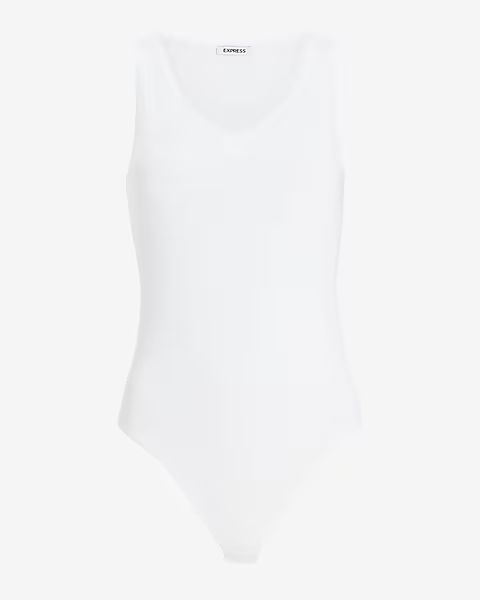 Body Contour Double Layer V-Neck Thong Bodysuit | Express