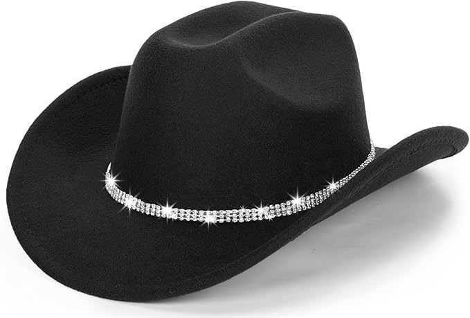 Classic Felt-Western-Cowboy-Cowgirl-Hats for Women-Men Fedora-Jazz-Hat with Band(Lagre) | Amazon (US)