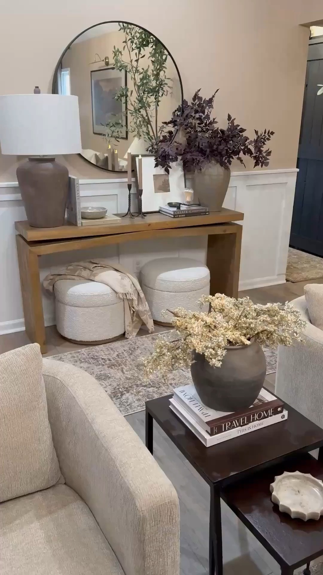Soft, cozy, and so perfectly styled ✨

This living room refresh is all about warm neutrals and layered texture — from the sculptural table lamp to the oversized vase moment and those boucle ottomans tucked underneath for extra seating (and hidden storage!). The nesting tables add the perfect sleek contrast and make the space feel both functional and elevated.

Follow @farmtotablecreations on Instagram for more cozy home finds and everyday styling inspiration.

#livingroomdecor #consoledecor #nestingtables #homedecor #neutralhome #tablelamp #vase #ottoman #coffeetabledecor #livingroomfurniture #pillows #rugs

#LTKHome #LTKSaleAlert