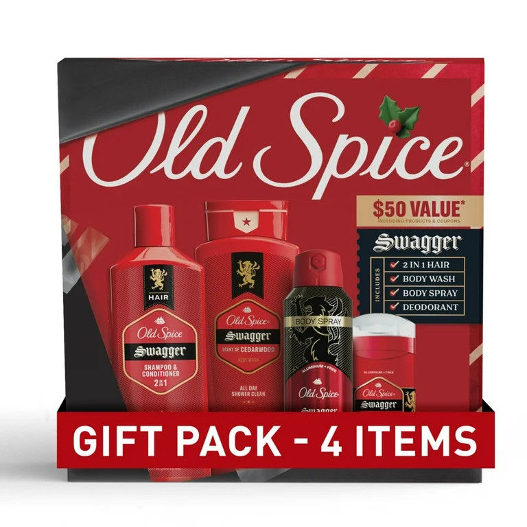 Old Spice Holiday Gift Pack for Men, Swagger Scent, Body Wash, Aluminum Free Deodorant, Body Spra... | Walmart (US)