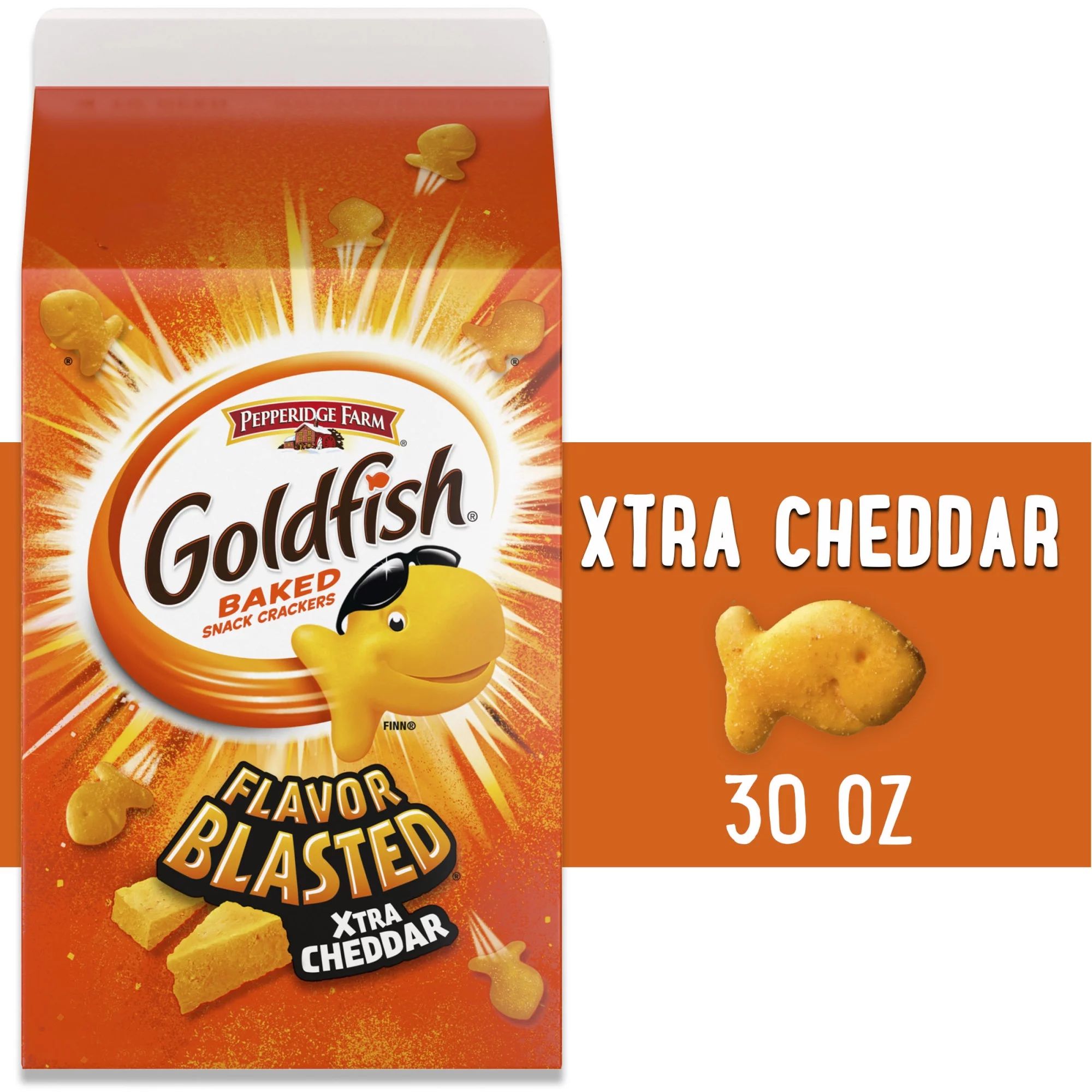 Goldfish Flavor Blasted Xtra Cheddar Cheese Crackers, Baked Snack Crackers, 30 oz Carton | Walmart (US)