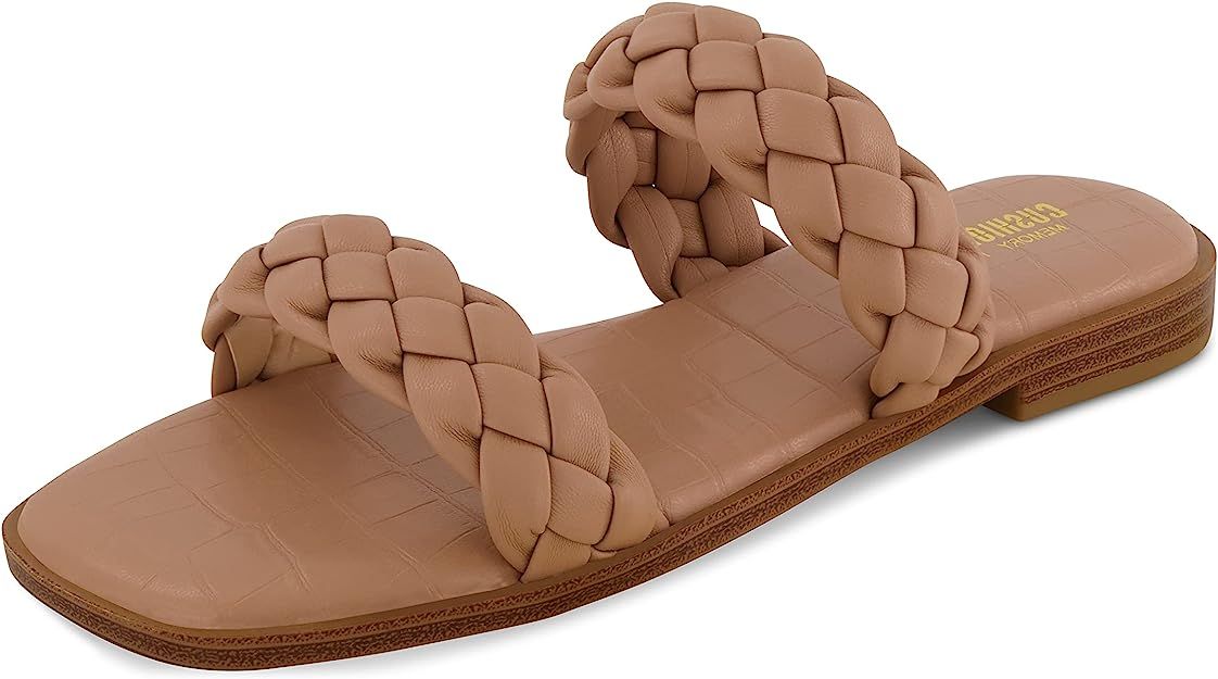 CUSHIONAIRE Women's Vicki braided slide sandal +Memory Foam, Wide Widths Available | Amazon (US)