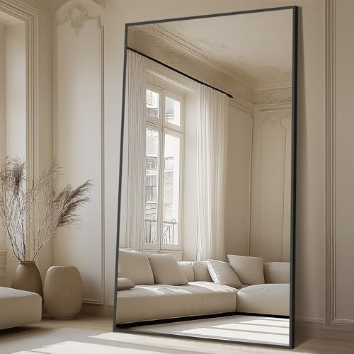 MELOMOIR 82"x44" Oversized Floor Mirror Freestanding, Oversized Mirror Full Length for Bedroom Living Room Dressing Room Gym Yoga Hair Salon, Black Mirror Full Length with Shatterproof Tempered Glass | Amazon (US)
