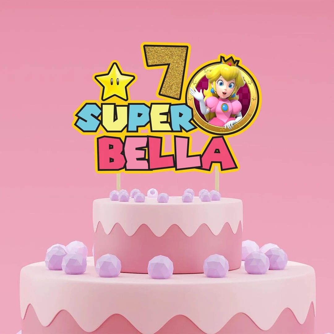 Princess Peach Super Birthday Cake Topper | Etsy (US)