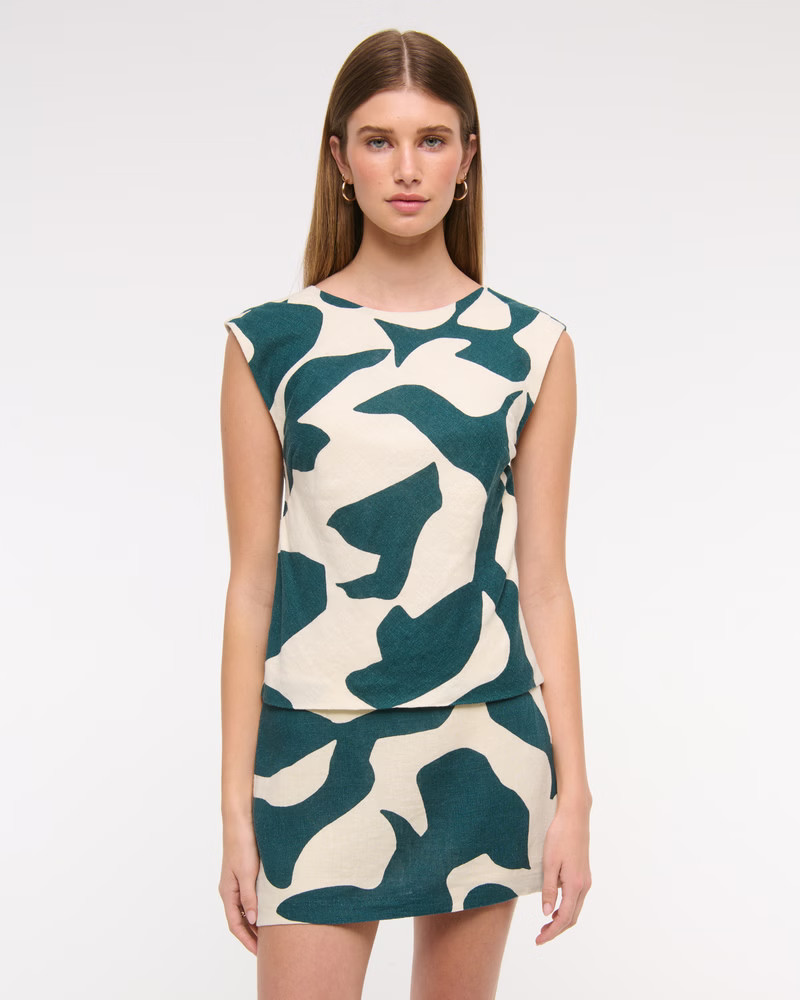 Linen-Blend Skimming Shell Top | Abercrombie & Fitch (US)