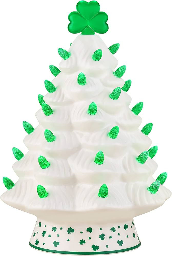 Nostalgic Ceramic Tree with LED Lights |St. Patrick's Day Shamrock Decorations for Indoor Home D... | Amazon (US)