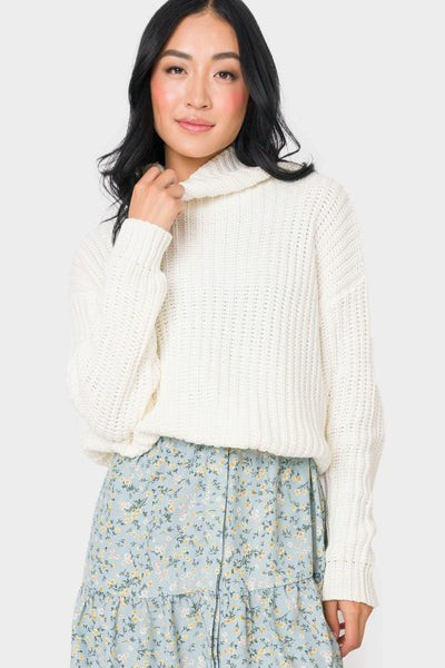 Ashley T-Neck Chunky Rib Relaxed Sweater | Gibson