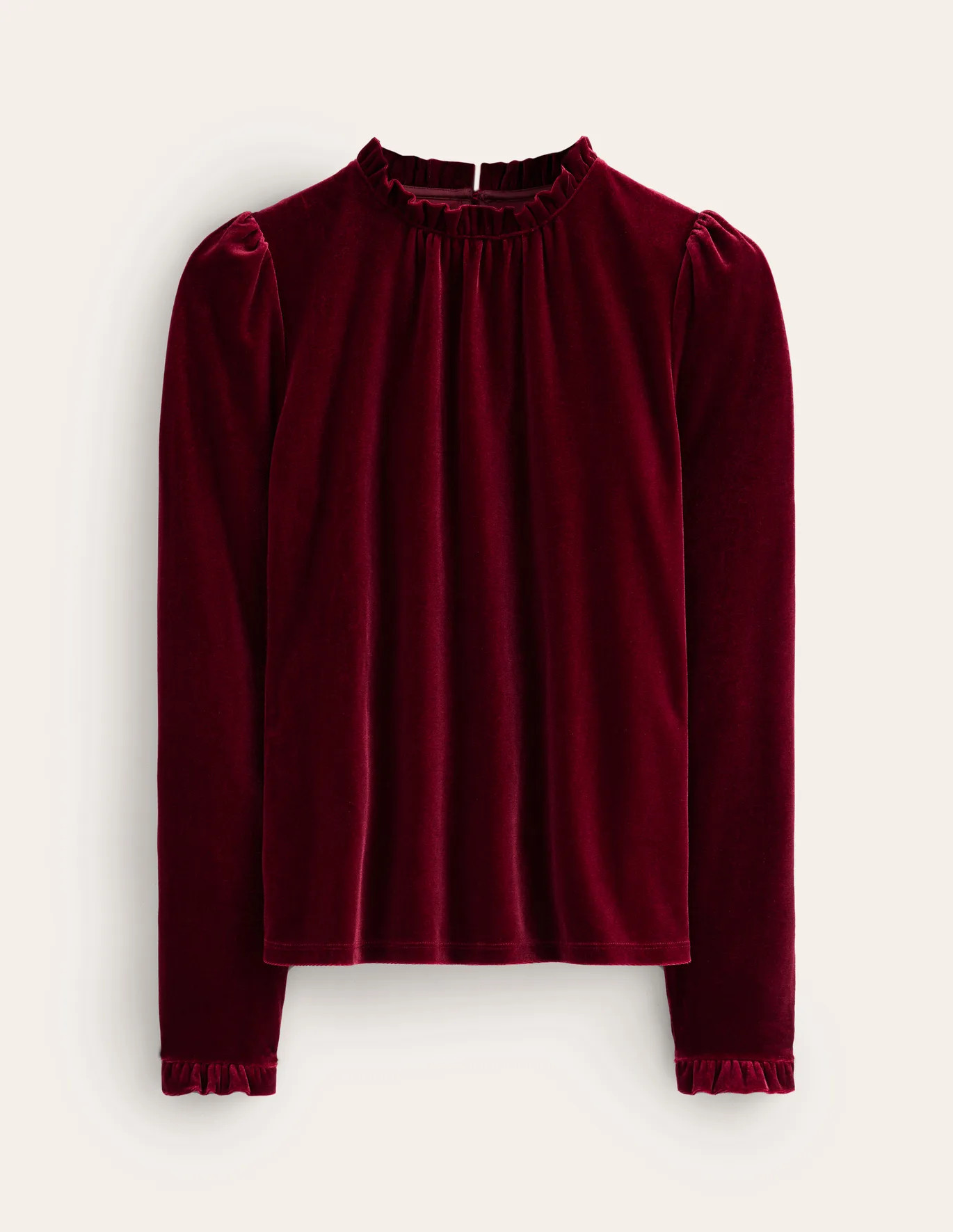 Velvet Frill Neck Top | Boden UK