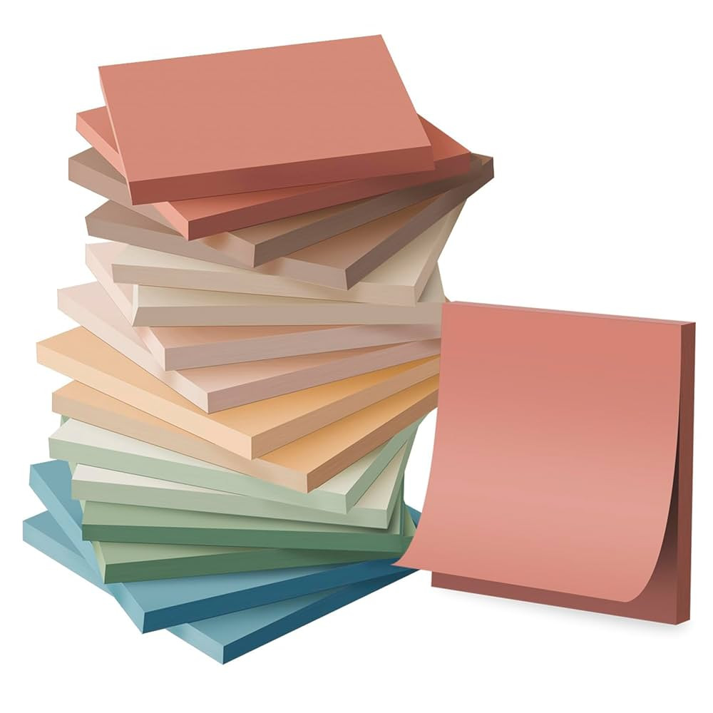 (16 Pack) Sticky Notes 3x3, Vintage Colors, Sticky Pads, Recyclable, Easy to Stick for Home, Offi... | Amazon (US)