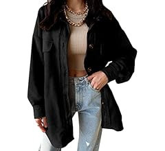 VICHYIE Womens Corduroy Shacket Blouses Button Down Shirts Pocket Long Sleeves Tops Jacket Coats | Amazon (US)