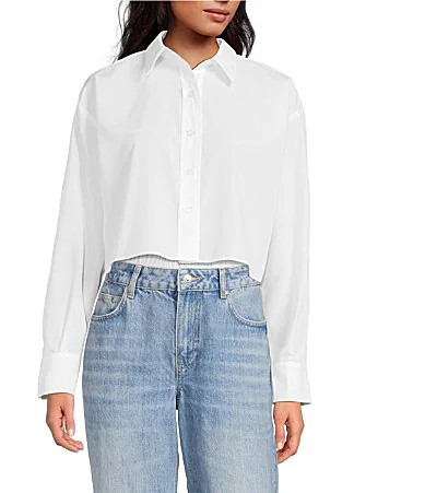 Gianni Bini Evelyn Long Sleeve Button Front Cotton Blend Blouse - L | Dillard's