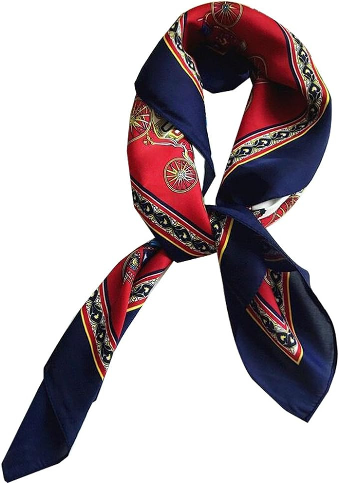 Women's Fashion Soft Large Satin Square Chiffon Polyester Scarf Set Head Neck Multiuse Solid Colo... | Amazon (US)