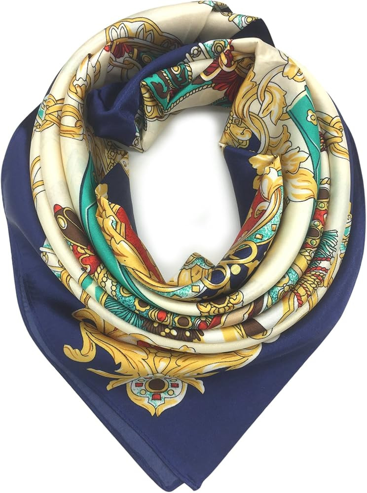YOUR SMILE Silk Like Scarf Women's Fashion Pattern Large Square Satin Headscarf Headdress | Amazon (US)