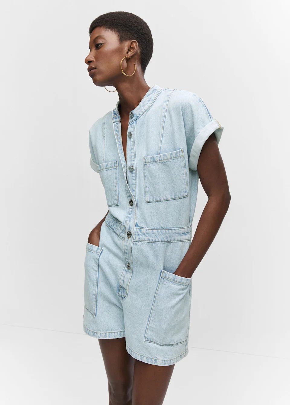 Combinaison en jean poches -  Femme | Mango France | MANGO (FR)