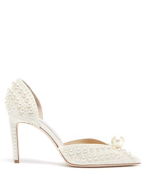 Jimmy Choo - Sabine Faux-pearl Embellished D'orsay Pumps - Womens - White | Matches (US)
