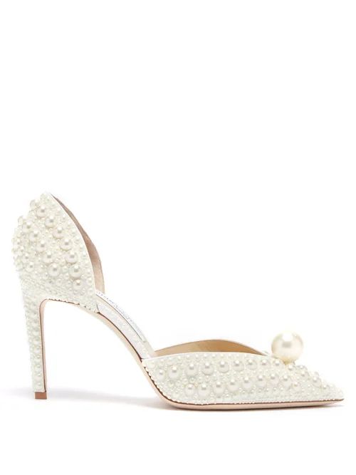 Jimmy Choo - Sabine Faux-pearl Embellished D'orsay Pumps - Womens - White | Matches (US)