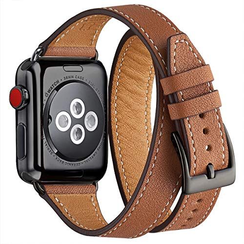 Bestig Band Compatible for Apple Watch 42mm 44mm 45mm, Genuine Leather Double Tour Designed Slim Rep | Amazon (US)