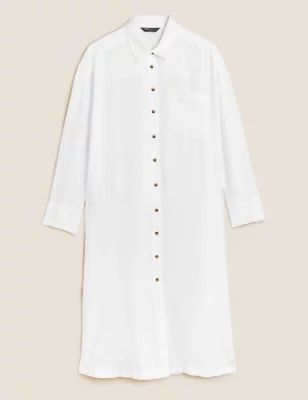 Pure Linen Midi Shirt Beach Dress | M&S Collection | M&S | Marks & Spencer (UK)