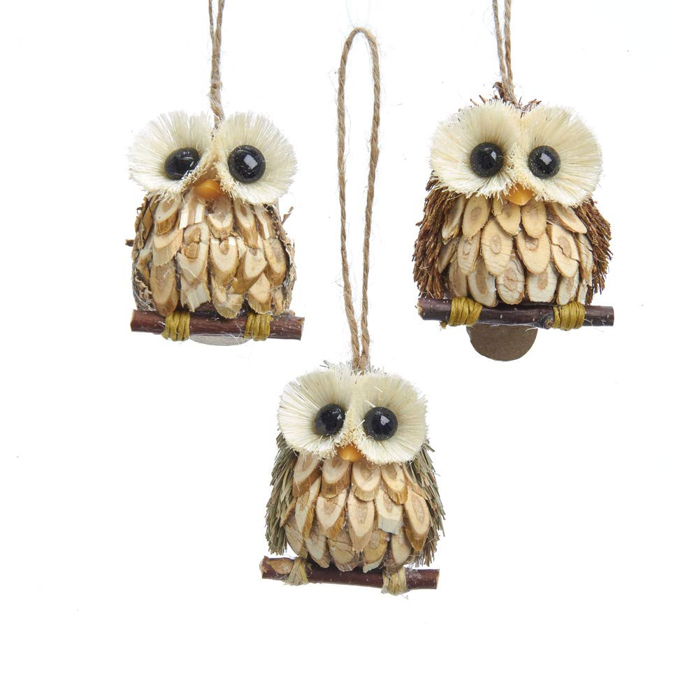 Wood and Sisal Owl Ornaments, 3 Assorted for Christmas | Amazon (US)