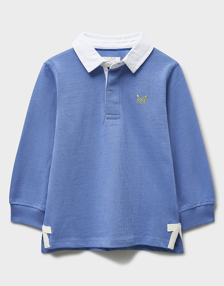 Cotton Rugby Shirt in Blue | Crew Clothing (UK)