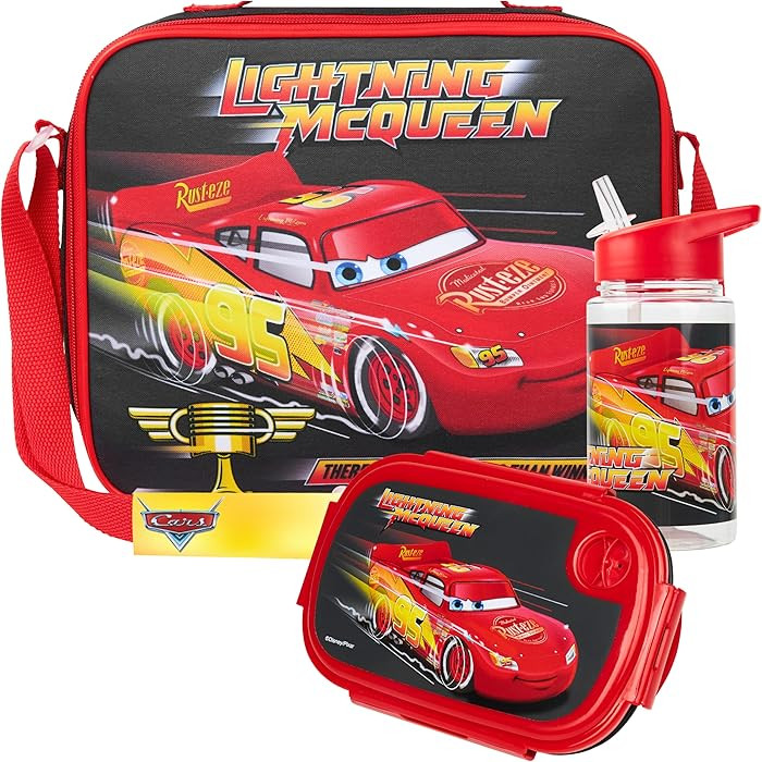 Get Trend Disney Cars Water Bottle Lunch Box Lunch Bag Kids Set 3 Pcs Lightning McQueen Insulated... | Amazon (US)