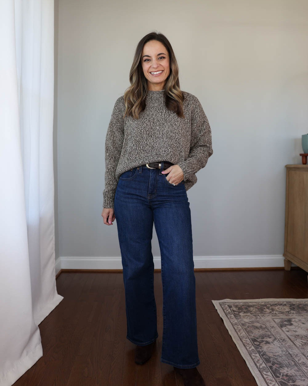 Comfortable petite-friendly sweaters for Fall!

Outfit 1:
Sweater (Gap): petite xs 
Jeans (Madewell): petite 24 (10 3/8” rise, 28” inseam) 
T-Shirt (Old Navy): petite xs 
Belt (Quince) 
Boots (Steve Madden) 

Outfit 2:
Sweater (Quince): xs in speckled beige
Jeans (Quince): 24 short in stormy blue (Bella relaxed straight) 
T-shirt (Old Navy): petite xs 
Flats (Madewell): true to size

Outfit 3:
100% Organic Cotton Boyfriend Crew Sweater (Quince): XS in Navy
Bella Wide Leg Jeans (Quince): 24 Short in Midnight Blue / 10.5” average rise, 10” in the smaller sizes / 28” inseam in short
Stretch Cotton Jersey Fitted Long Sleeve T-Shirt (Quince): XS in Soft White
Sloane Handwoven Sling Bag (Quince): in Cognac
Italian Leather & Suede Low Profile Sneaker (Quince): size up ½ size in Birch

Fall outfits, cozy sweaters, petite outfits

#LTKSaleAlert #LTKPetite #LTKSeasonal