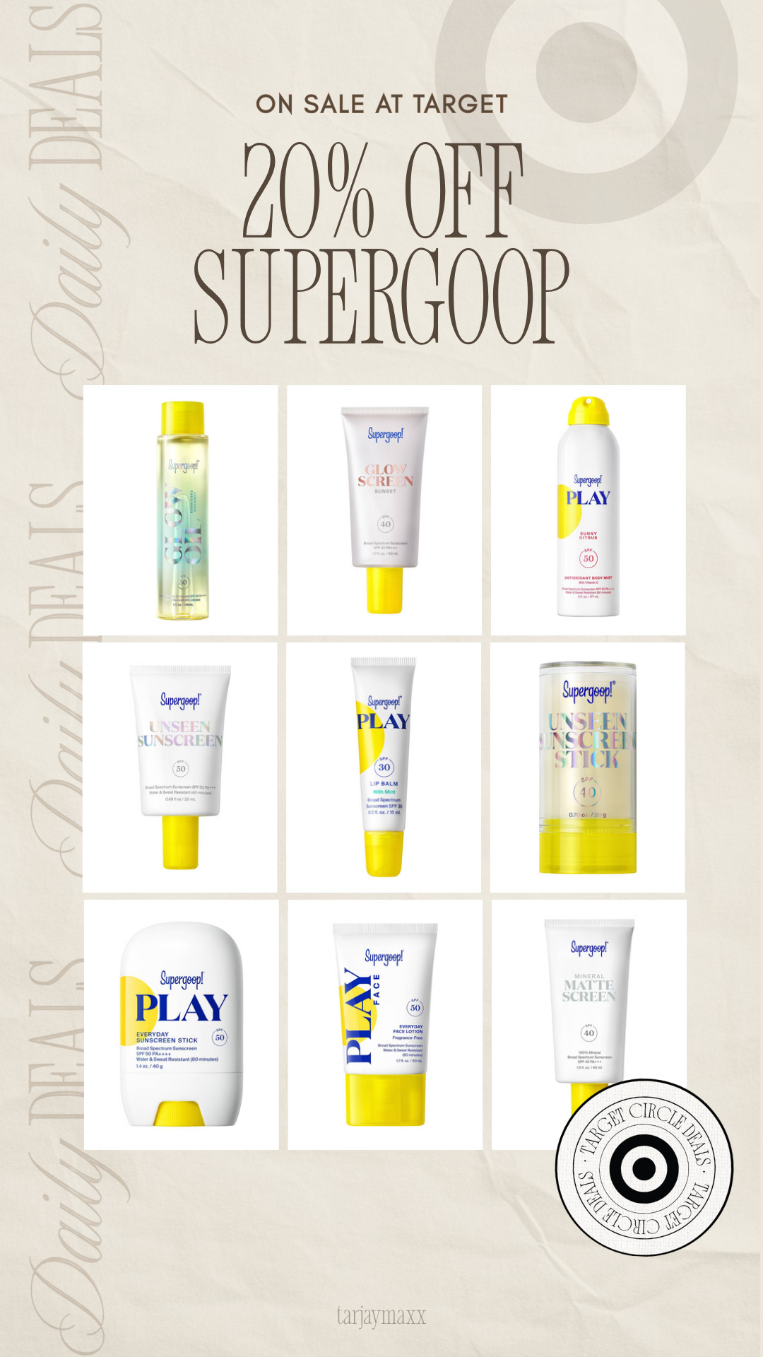 Target carrying Supergoop products might actually be dangerous for my wallet ☀️ Love stocking up before summer because these are the SPF products I always end up reaching for on beach days, walks, vacations, and everyday makeup prep. The 20% off sale is such a good time to grab them. wedding guest dress summer, summer outfits, summer dresses, country concert outfits, graduation guest outfits, date night outfits, memorial day outfit, plus size fashion, vacation outfits beach, business casual workwear
 

 #LTKselfcare #LTKSwim #LTKBeauty