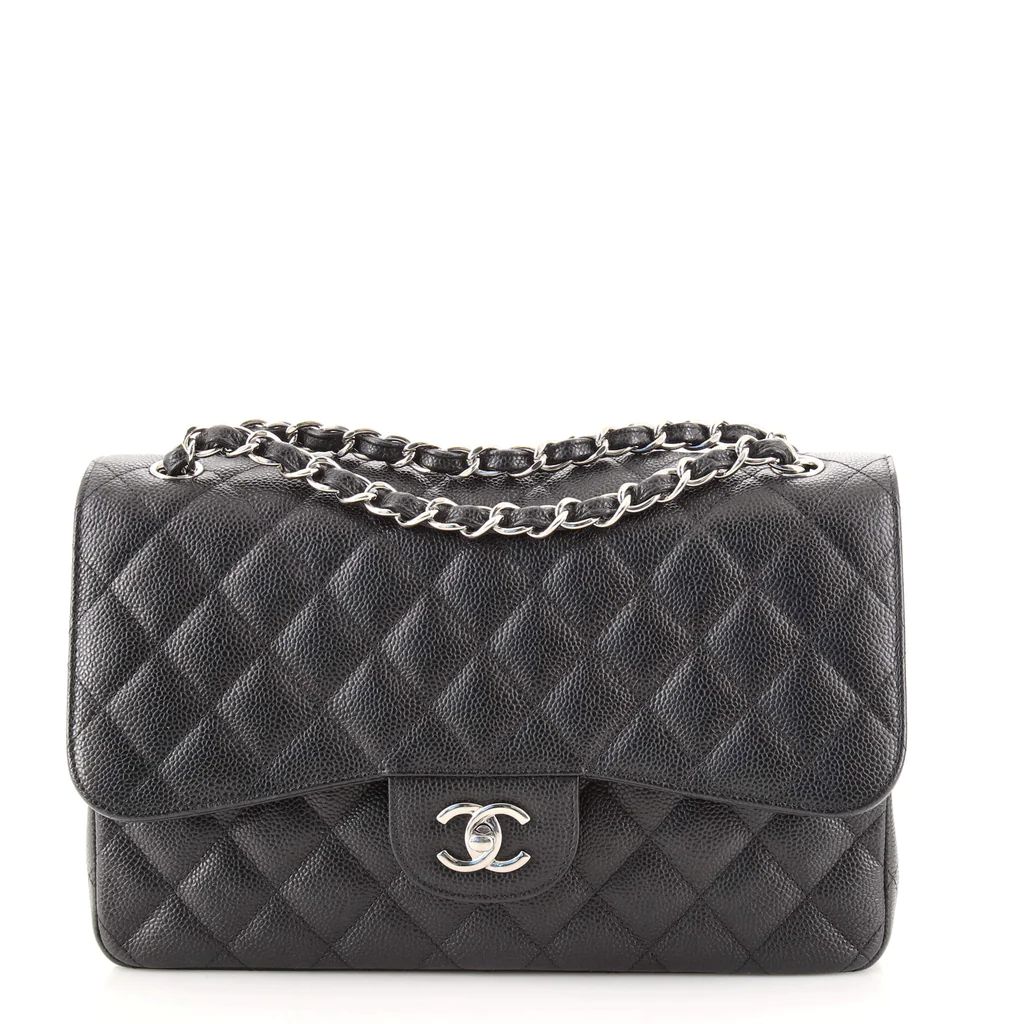 Chanel Classic Double Flap Bag Quilted Caviar Jumbo Black 1802981 | Rebag