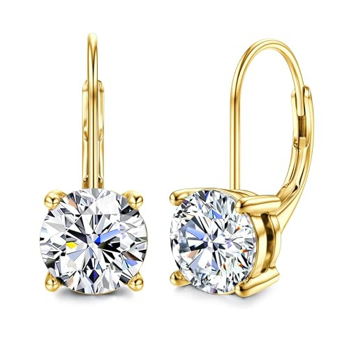Moissanite Earrings,1.0ct-2.0ct D Color Brilliant Round Cut Earring 18K White Gold Plated Sterlin... | Amazon (US)